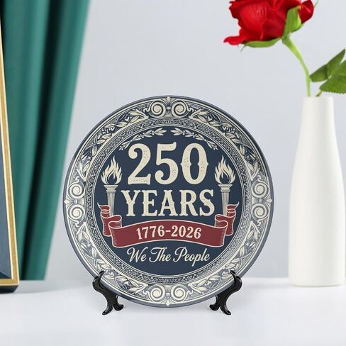 USA 250th Decorative Plates Home Decor, We The People 250th Commemorative Display Ceramic Plate for Hallway Console Side Table, Patriotic Party Supplies, Commemorative Gifts, 8 Inch in Kuwait