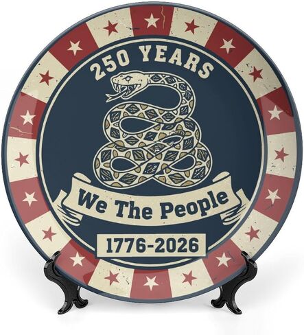 USA 250th Decorative Plates Home Decor, We The People 250th Commemorative Display Ceramic Plate for Hallway Console Side Table, Patriotic Party Supplies, Commemorative Gifts, 8 Inch in Saudi Arabia