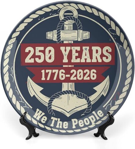 USA 250th Decorative Plates Home Decor, We The People 250th Commemorative Display Ceramic Plate for Hallway Console Side Table, Patriotic Party Supplies, Commemorative Gifts, 8 Inch in Kuwait
