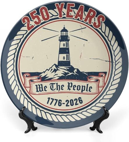 USA 250th Decorative Plates Home Decor, We The People 250th Commemorative Display Ceramic Plate for Hallway Console Side Table, Patriotic Party Supplies, Commemorative Gifts, 8 Inch in Kuwait