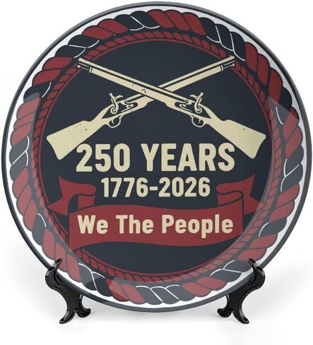 USA 250th Decorative Plates Home Decor, We The People 250th Commemorative Display Ceramic Plate for Hallway Console Side Table, Patriotic Party Supplies, Commemorative Gifts, 8 Inch in Kuwait