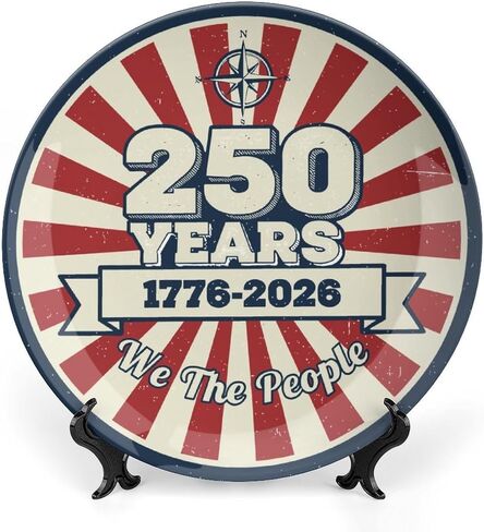 USA 250th Decorative Plates Home Decor, We The People 250th Commemorative Display Ceramic Plate for Hallway Console Side Table, Patriotic Party Supplies, Commemorative Gifts, 8 Inch in Kuwait