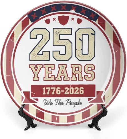 USA 250th Decorative Plates Home Decor, We The People 250th Commemorative Display Ceramic Plate for Hallway Console Side Table, Patriotic Party Supplies, Commemorative Gifts, 8 Inch in Kuwait