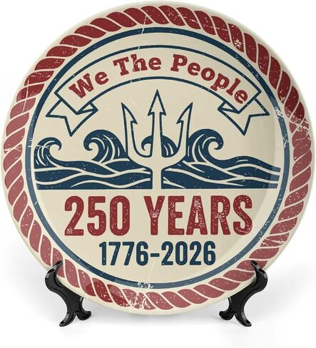 USA 250th Decorative Plates Home Decor, We The People 250th Commemorative Display Ceramic Plate for Hallway Console Side Table, Patriotic Party Supplies, Commemorative Gifts, 8 Inch in Kuwait