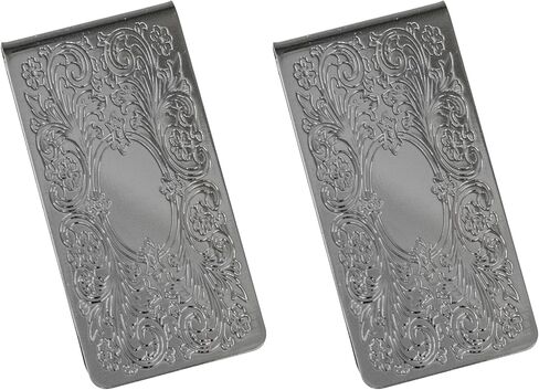 Set of 2 Chrome-Plated Stainless Steel Money Clips in Silver (Bronze Victorian Scroll) in Kuwait