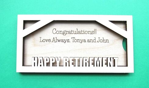 Personalized Happy Retirement Money Holder - Cash Gift Holder - Custom Message Gift - Retirement Party in Kuwait