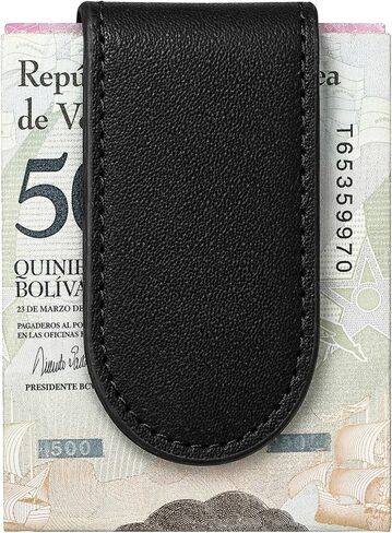 Magnetic Money Clips, Black Leather Cash Clip, Slim Money Clip for Men Business Card Holder Wallet Holds 10 to 15 Bills in Kuwait