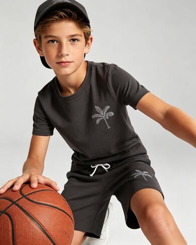 Cakaner Boys Outfit 2 Piece Short Sleeve Graphic T Shirt and Shorts Set Summer Tween Clothes Size 7-14 in Kuwait