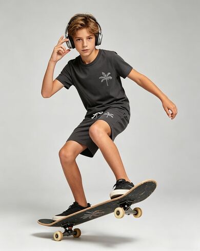 Cakaner Boys Outfit 2 Piece Short Sleeve Graphic T Shirt and Shorts Set Summer Tween Clothes Size 7-14 in Kuwait