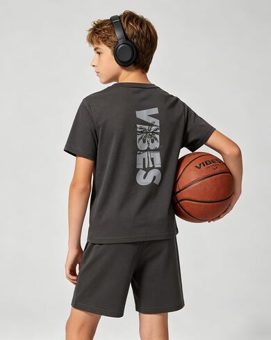 Cakaner Boys Outfit 2 Piece Short Sleeve Graphic T Shirt and Shorts Set Summer Tween Clothes Size 7-14 in Kuwait