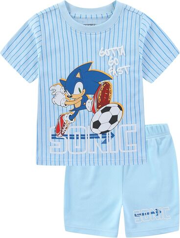 SEGA Sonic the Hedgehog Boys Short Sleeve T-Shirt and Mesh Short Set for Big Kids in Kuwait