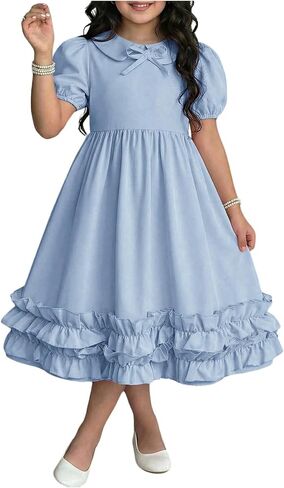 Verdusa Girl's Doll Collar Princess Dress Ruffle Puff Sleeve Summer Dresses Cute Birthday Outfits in Kuwait