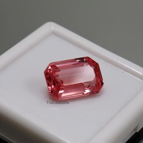 8.20 Ct Natural Padparadscha Sapphire – Emerald Cut Certified Unheated Pink Peach Gemstone | Rare Ceylon Sapphire Loose Stone for Ring & Pendant in Kuwait