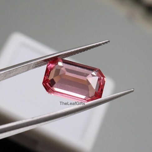 8.20 Ct Natural Padparadscha Sapphire – Emerald Cut Certified Unheated Pink Peach Gemstone | Rare Ceylon Sapphire Loose Stone for Ring & Pendant in Kuwait