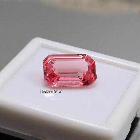 8.20 Ct Natural Padparadscha Sapphire – Emerald Cut Certified Unheated Pink Peach Gemstone | Rare Ceylon Sapphire Loose Stone for Ring & Pendant in Kuwait