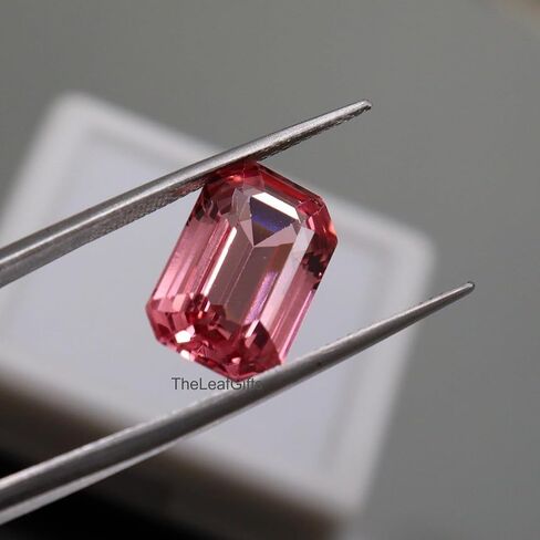 8.20 Ct Natural Padparadscha Sapphire – Emerald Cut Certified Unheated Pink Peach Gemstone | Rare Ceylon Sapphire Loose Stone for Ring & Pendant in Kuwait