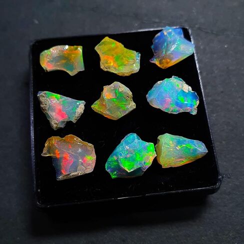 Tindi 30.00 Carat Natural AAA Ethiopian Opal Gemstones Rough, Raw for Jewelry Making, Loose Supplies, Loose Wholesale Bulk Lot, Chakra Healing Crystals, Wire Wrapping, Fire Play Opal LOT-24 in Saudi Arabia