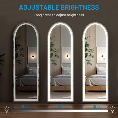 NEWBULIG Arched Full Length Mirror with Stand 21"x63", LED Light Floor Standing with 3 Color Lighting for Bedroom Body Hanging Modern Simple Home Decor Wall Living Room Cloakroom in Saudi Arabia