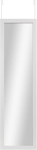 Over The Door Full Length Mirror 14.25" x 50.25" – Space Saving Wall-Free Door Mirror for Dorm Bedroom Apartment, Stable Hanging System, Damage-Free Easy Installation in Kuwait