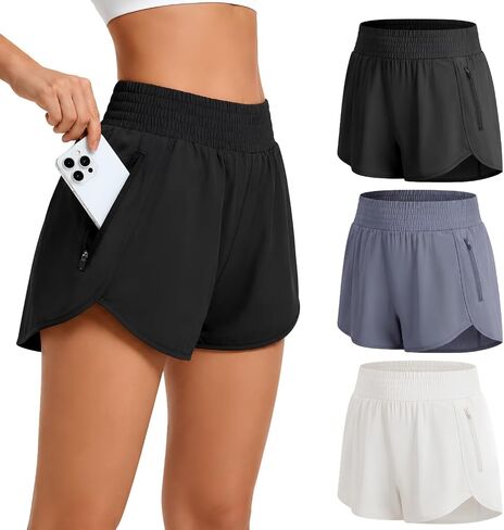Ultra Performance Womens Running Shorts 3 Pack Women’s High Waisted Athletic Workout Short’s Gym Short for Women with Pockets in Kuwait