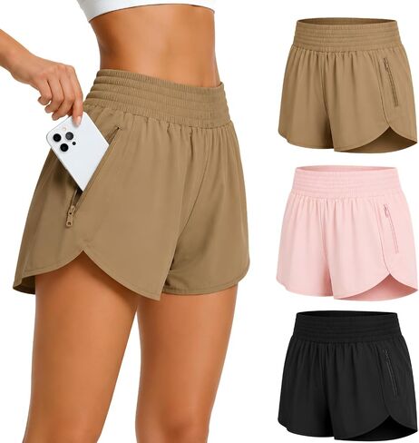 Ultra Performance Womens Running Shorts 3 Pack Women’s High Waisted Athletic Workout Short’s Gym Short for Women with Pockets in Kuwait