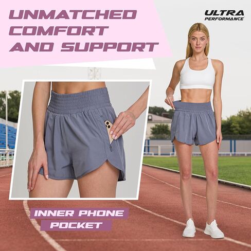 Ultra Performance Womens Running Shorts 3 Pack Women’s High Waisted Athletic Workout Short’s Gym Short for Women with Pockets in Kuwait