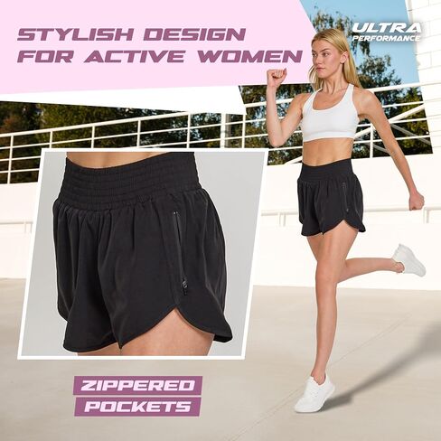 Ultra Performance Womens Running Shorts 3 Pack Women’s High Waisted Athletic Workout Short’s Gym Short for Women with Pockets in Kuwait