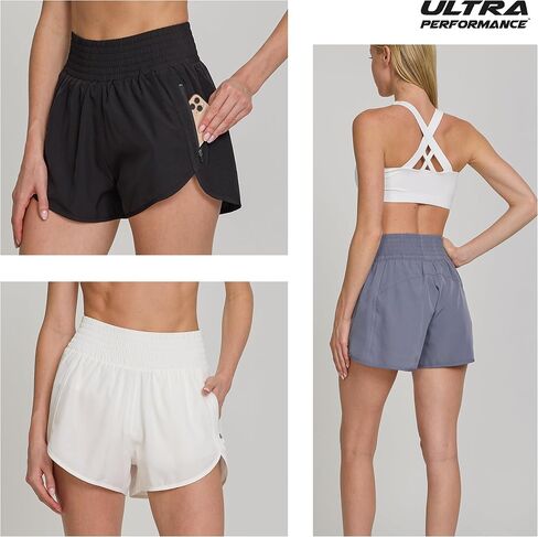 Ultra Performance Womens Running Shorts 3 Pack Women’s High Waisted Athletic Workout Short’s Gym Short for Women with Pockets in Kuwait