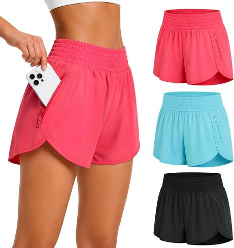Ultra Performance Womens Running Shorts 3 Pack Women’s High Waisted Athletic Workout Short’s Gym Short for Women with Pockets in Kuwait