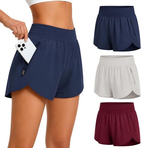 Ultra Performance Womens Running Shorts 3 Pack Women’s High Waisted Athletic Workout Short’s Gym Short for Women with Pockets in Kuwait