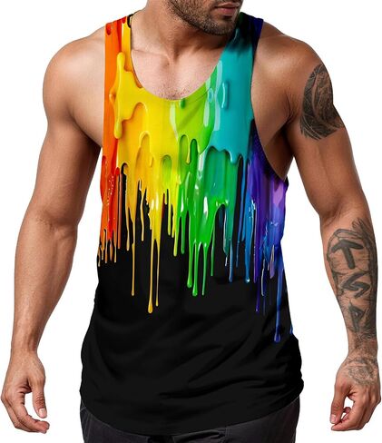 Mens Tank Tops Summer Beach UPF 50+ Quick Dry Graphic Sleeveless Workout Shirts Hawaiian Tank Tops for Men in Saudi Arabia