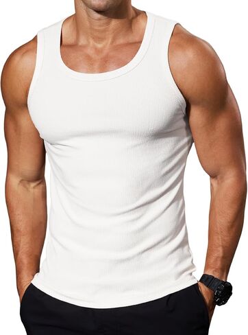 Comdecevis Men's Ribbed Tank Tops Sleeveless Muscle Shirt Workout Athletic Bodybuilding Tee in Saudi Arabia