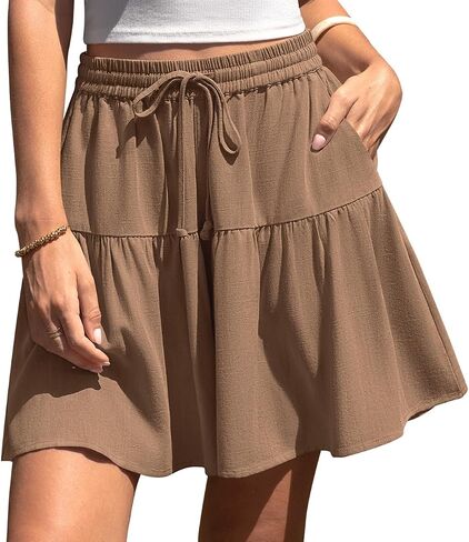 TARSE Womens Linen Skirt Pants Wide Leg Flowy Shorts Drawstring Loose Fit Summer Casual Lightweight Comfy Vacation Wear in Kuwait