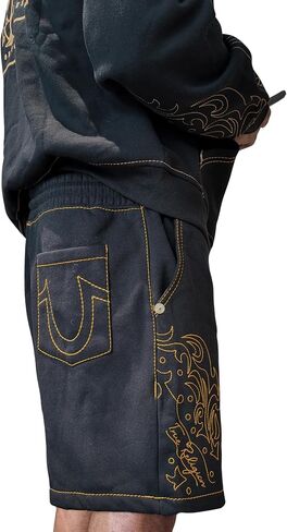 True Religion Men’s Rodeo Big T SweatShorts – Drawstring Waist, Signature Big T Stitching in Kuwait