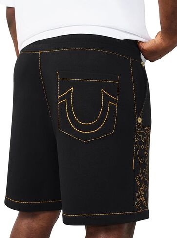 True Religion Men’s Rodeo Big T SweatShorts – Drawstring Waist, Signature Big T Stitching in Kuwait