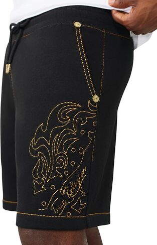 True Religion Men’s Rodeo Big T SweatShorts – Drawstring Waist, Signature Big T Stitching in Kuwait