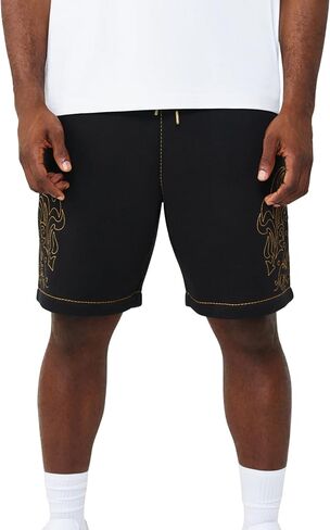True Religion Men’s Rodeo Big T SweatShorts – Drawstring Waist, Signature Big T Stitching in Kuwait