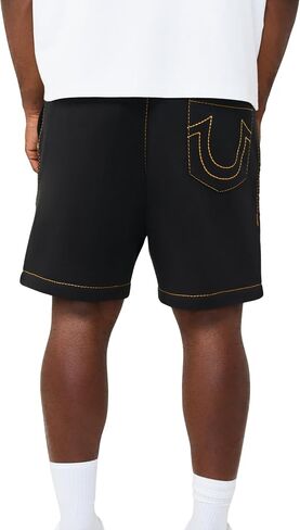 True Religion Men’s Rodeo Big T SweatShorts – Drawstring Waist, Signature Big T Stitching in Kuwait