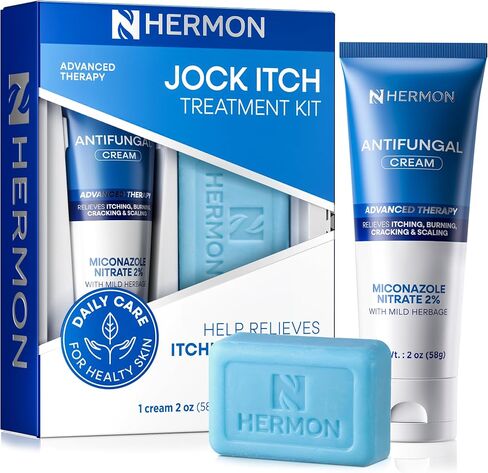 Hermon Jock Itch Antifungal Treatment Kit: Antifungal Cream & Soap for Jock Itch, Ringworm & Athlete’s Foot – Fast-Acting Anti-Fungal Care that Soothes, Cleanses & Restores Skin Health in Saudi Arabia