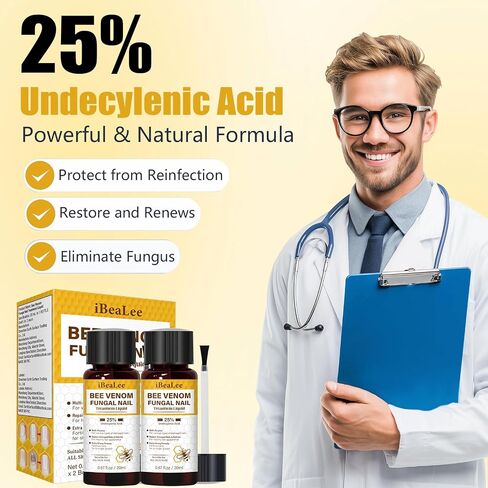 Toenail Fungus Treatment Extra Strength, Bee Venom Nail Fungus Treatments with 25% Undecylenic Acid, Tea Tree Oil Nail Repair for Yellow, Thick, Damaged, Discolored Toe Nail & Fingernails-Y02 in Saudi Arabia
