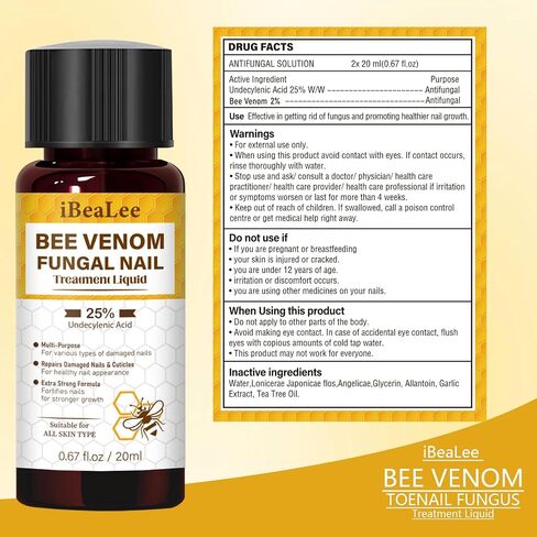 Toenail Fungus Treatment Extra Strength, Bee Venom Nail Fungus Treatments with 25% Undecylenic Acid, Tea Tree Oil Nail Repair for Yellow, Thick, Damaged, Discolored Toe Nail & Fingernails-Y02 in Saudi Arabia