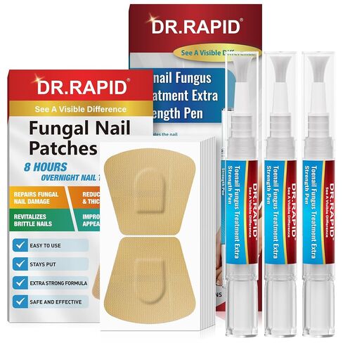 Toenail Fungus Treatment Extra Strength - DR.RAPID Toenail Fungus Treatment Pen & Fungal Nail Patches, Day and Night Fungal Nail Treatment Set, Ideal for Nail Repair for Damaged Nails Toenail Fungus in Kuwait