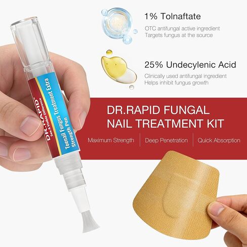 Toenail Fungus Treatment Extra Strength - DR.RAPID Toenail Fungus Treatment Pen & Fungal Nail Patches, Day and Night Fungal Nail Treatment Set, Ideal for Nail Repair for Damaged Nails Toenail Fungus in Kuwait
