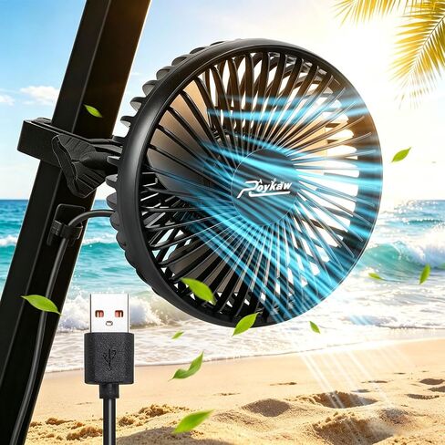 Roykaw Golf Cart Fan Portable USB Input Compatible with EZGO Club Car Yamaha, 3-Speed Settings, 360 Degree Rotation, Long Lasting, Low Noise Designed, Quick Release & Won't Fall Off in Kuwait