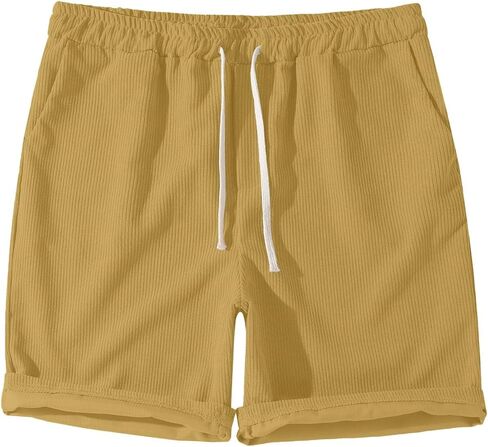 Corduroy Shorts Men Athletic Casual Elastic Waist Drawstring SweatShorts with Pockets Summer Beach Loose Fit Shorts in Saudi Arabia