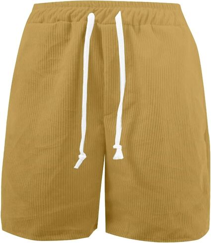Corduroy Shorts Men Athletic Casual Elastic Waist Drawstring SweatShorts with Pockets Summer Beach Loose Fit Shorts in Saudi Arabia