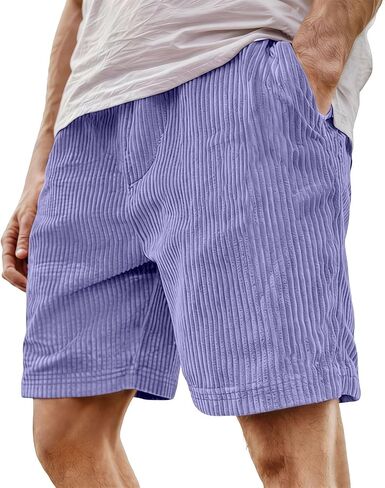 Corduroy Shorts Men Athletic Casual Elastic Waist Drawstring SweatShorts with Pockets Summer Beach Loose Fit Shorts in Saudi Arabia