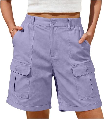 Bermuda Shorts for Women 2026 Casual Summer High Waisted Cargo Shorts with Pockets Outdoor Beach Travel Clothes in Kuwait