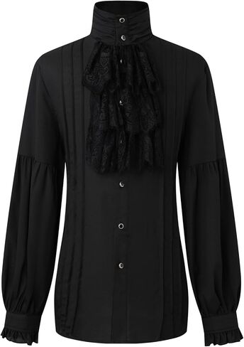 Mens Victorian Steampunk Gothic Shirt Medieval Vampire Pirate Tops in Kuwait