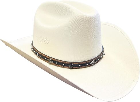 Western Hat Band with Bead Ornaments, Black Bonded Leather, One Size, Unisex Adult in Saudi Arabia